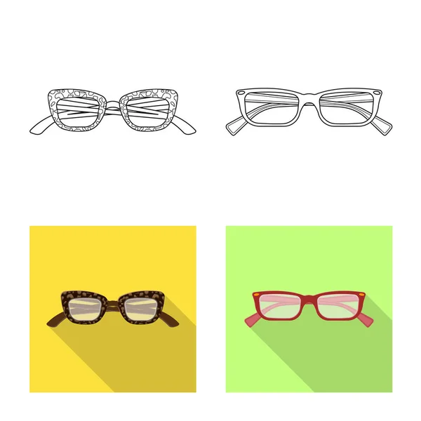 Conception vectorielle de lunettes et icône de cadre. Collection de lunettes et accessoire stock symbole pour web . — Image vectorielle