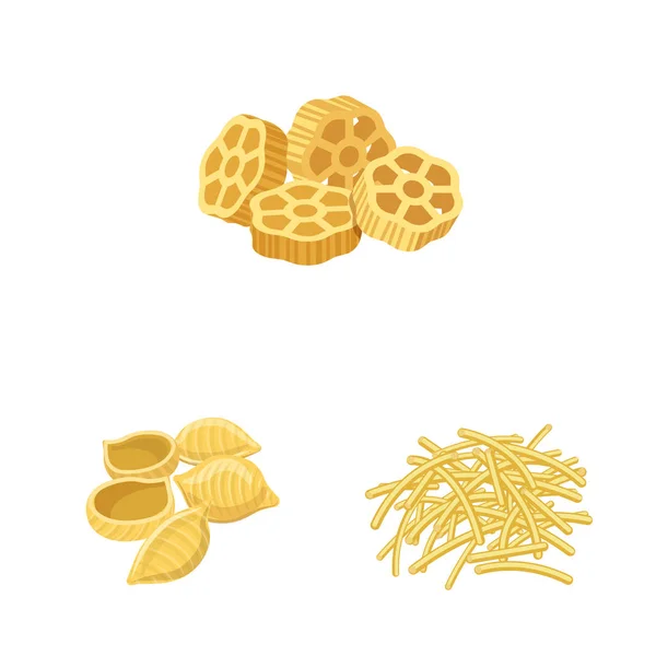 Diseño vectorial de pasta y signo de carbohidratos. Conjunto de pasta y macarrones vector de stock ilustración . — Archivo Imágenes Vectoriales