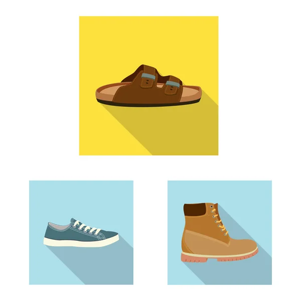 Diseño vectorial del logotipo del zapato y del calzado. Set de zapato y pie vector icono para stock . — Vector de stock