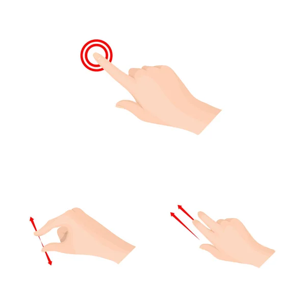 Ilustração vetorial de tela sensível ao toque e símbolo de mão. Conjunto de tela sensível ao toque e ilustração vetorial de estoque de toque . —  Vetores de Stock