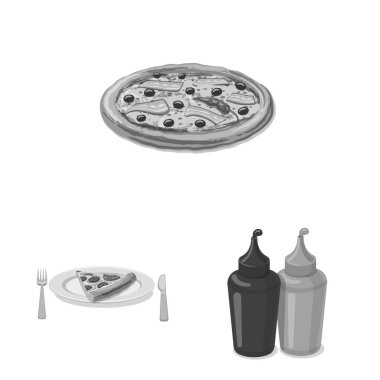 Pizza ve gıda logo yalıtılmış nesne. Pizza topluluğu ve hisse senedi için İtalya vektör simgesi.