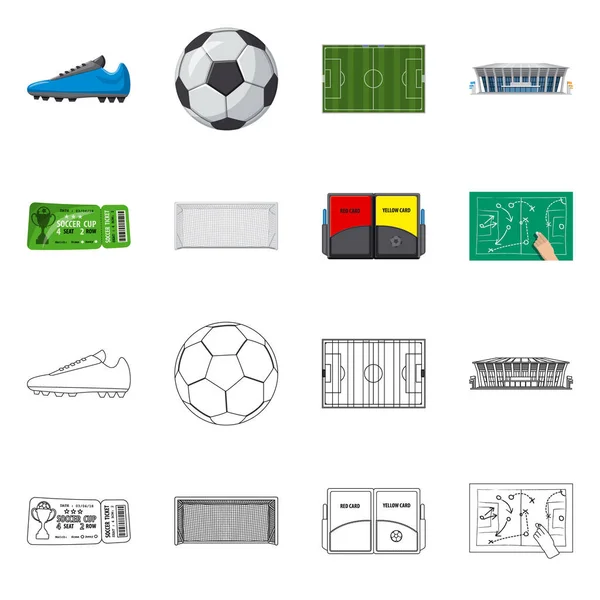 Conception vectorielle du symbole du soccer et de l'équipement. Collection d'illustration vectorielle de stock de soccer et tournoi . — Image vectorielle