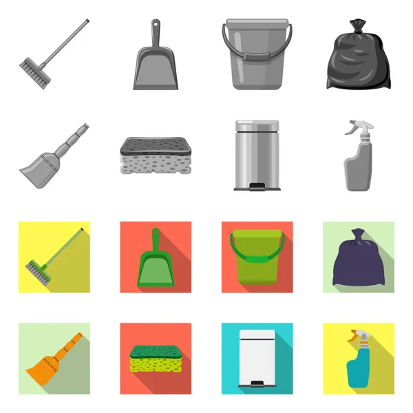 Geïsoleerde object van schoonmaak- en service-pictogram. Set van schoonmaak- en huishoudelijke voorraad vectorillustratie. — Stockvector