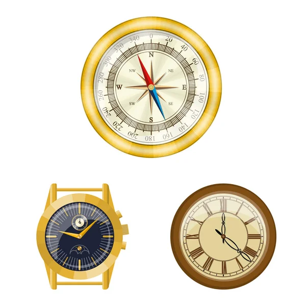 Projeto vetorial de relógio e sinal de tempo. Coleção de relógio e círculo ilustração vetor estoque . — Vetor de Stock