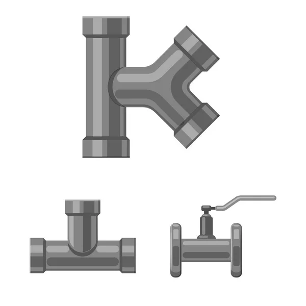 Illustrazione vettoriale di tubo e tubo segno. Set di icone vettoriali pipe e pipeline per stock . — Vettoriale Stock