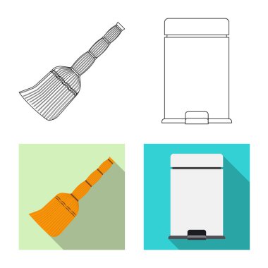 Temizlik ve servis sembolü yalıtılmış nesne. Temizlik ve ev hisse senedi vektör çizim topluluğu.