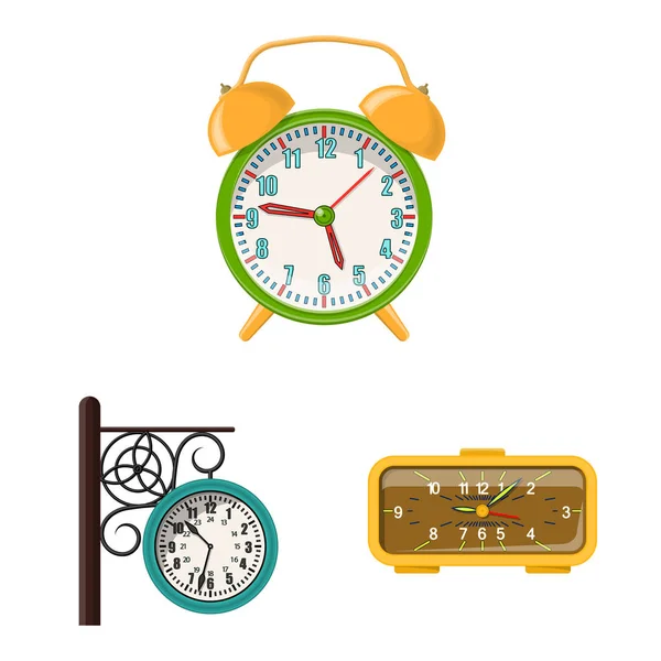 Isolated Object Clock Time Sign Collection Clock Circle Stock Vector — Stock Vector