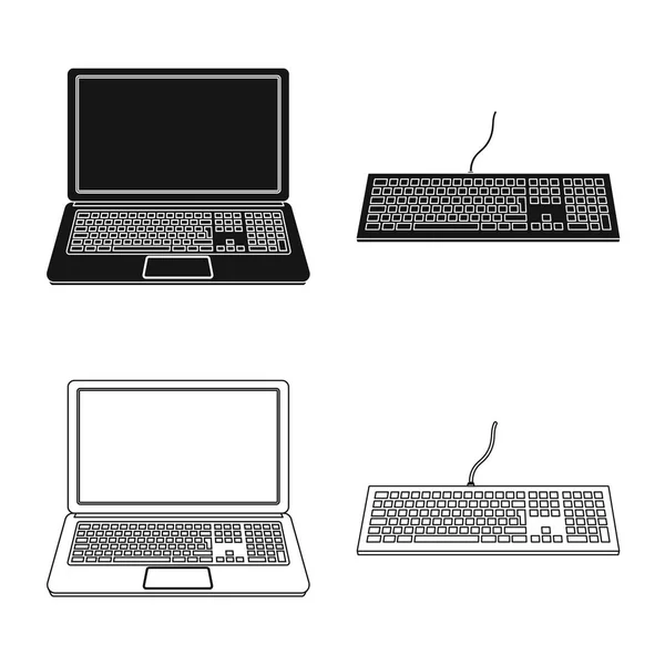 Vector ontwerp van laptop en apparaat logo. Collectie van laptop en server voorraad vectorillustratie. — Stockvector