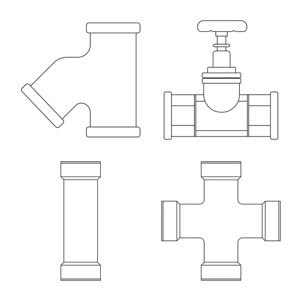 Objeto aislado de tubo y símbolo de tubo. Conjunto de tubo y tubería símbolo de stock para web . — Archivo Imágenes Vectoriales