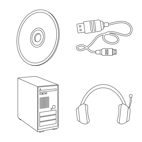 Ilustración vectorial del ordenador portátil y el signo del dispositivo. Colección de portátil y servidor icono de vector para stock . — Vector de stock