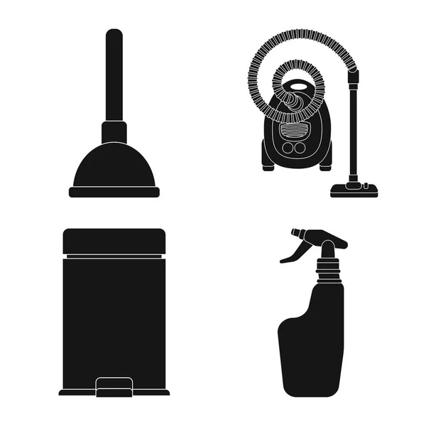 Ilustracja wektorowa logo czyszczenie i serwis. Zbiór artykułów gospodarstwa domowego i czyszczenia wektor ikona na magazynie. — Wektor stockowy