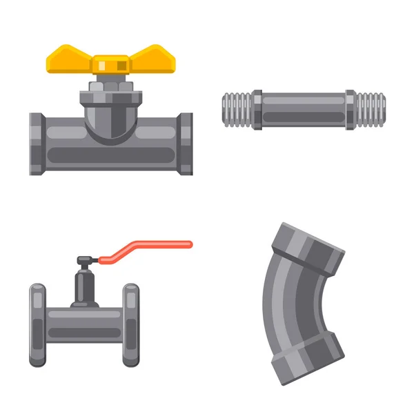 Illustrazione vettoriale dell'icona di tubo e tubo. Set di tubo e pipeline stock symbol per il web . — Vettoriale Stock