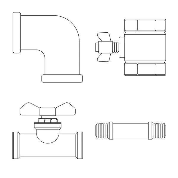 Векторная конструкция трубы и символа трубы. Сбор векторной иллюстрации труб и трубопроводов . — стоковый вектор