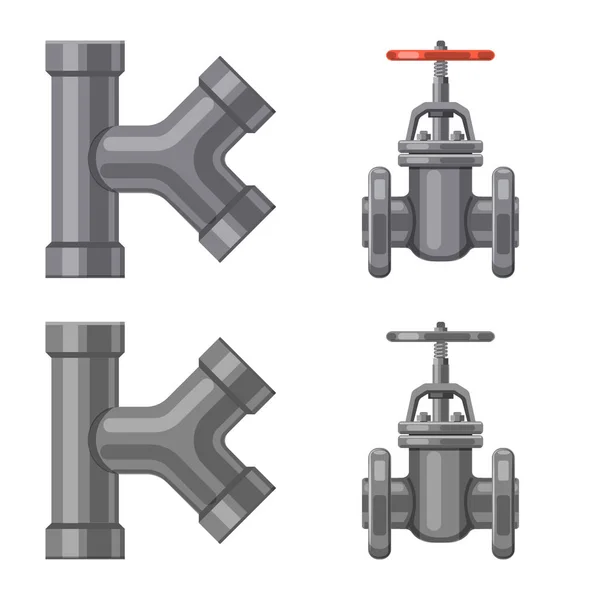Isoliertes Objekt des Rohr- und Rohrlogos. Sammlung von Rohr- und Pipeline-Vektor-Symbolen für Aktien. — Stockvektor