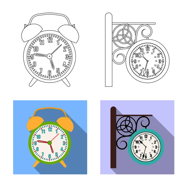 Vektorové ilustrace hodiny a čas znamení. Sbírka hodin a kruh vektorové ilustrace. — Stockový vektor