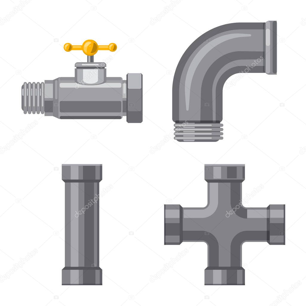 Isolated object of pipe and tube sign. Set of pipe and pipeline stock vector illustration.