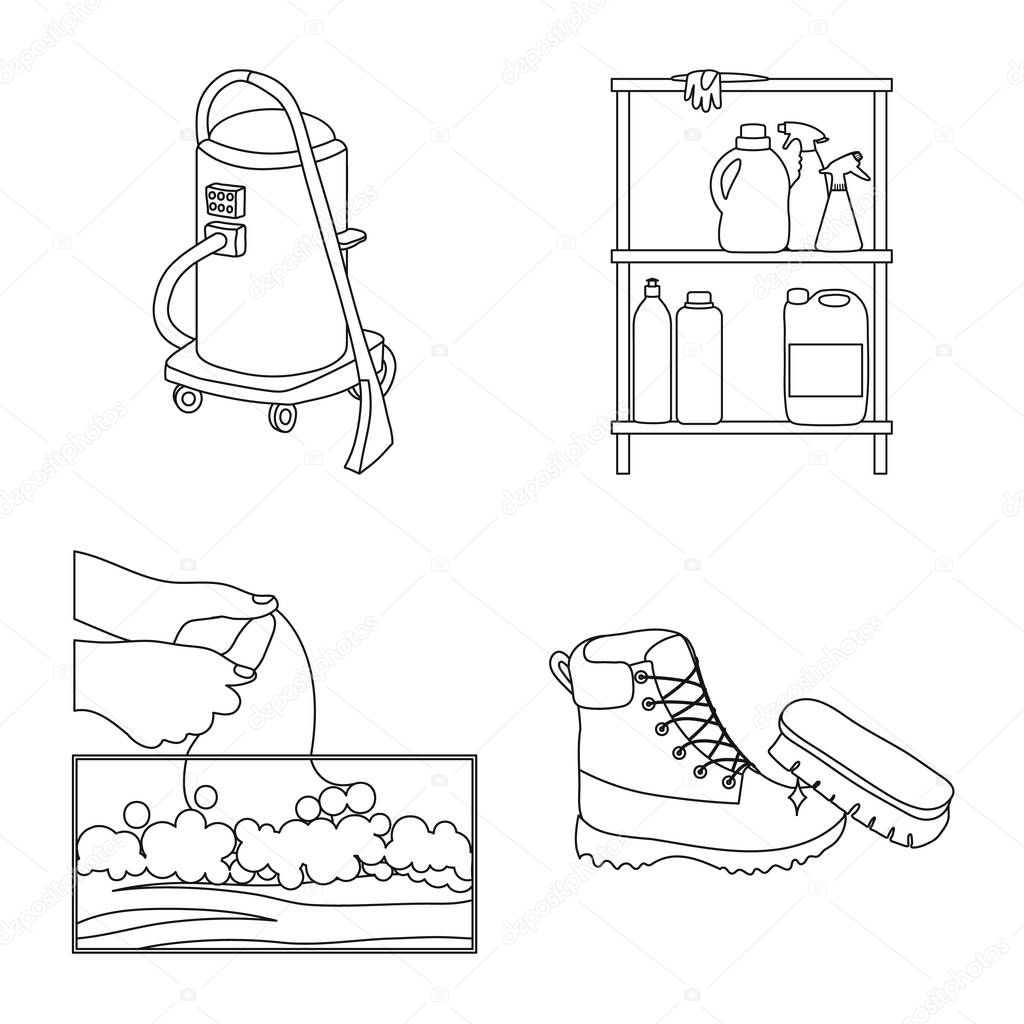 Isolated object of laundry and clean icon. Set of laundry and clothes stock symbol for web.