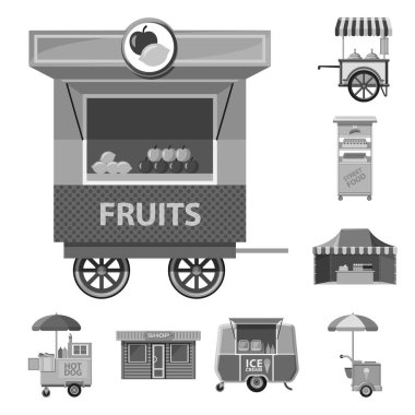 Piyasa ve dış logo vektör Illustration. Market ve gıda hisse senedi simgesi için web topluluğu.