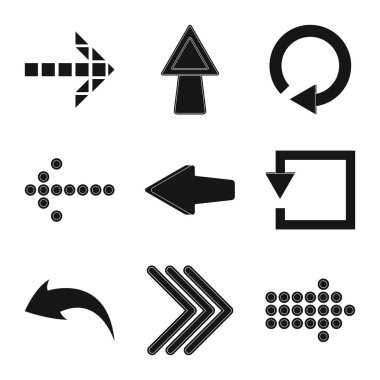 Öğe ve ok simge vektör Illustration. Hisse senedi için öğe ve yön vektör simge topluluğu.