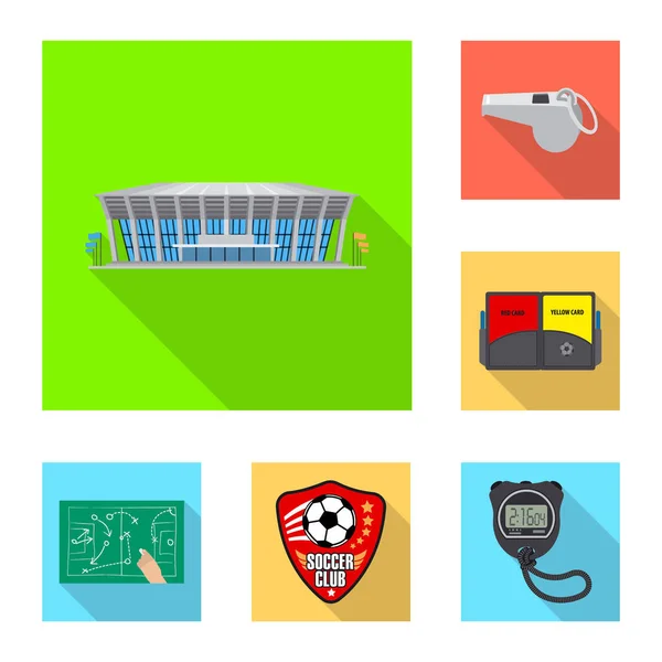 Isoliertes Objekt von Fußball und Ausrüstungssymbol. Sammlung von Fußball- und Turniersymbolen für das Web. — Stockvektor
