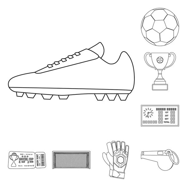 Vectorillustratie van voetbal en versnelling logo. Set van voetbal en toernooi voorraad vectorillustratie. — Stockvector