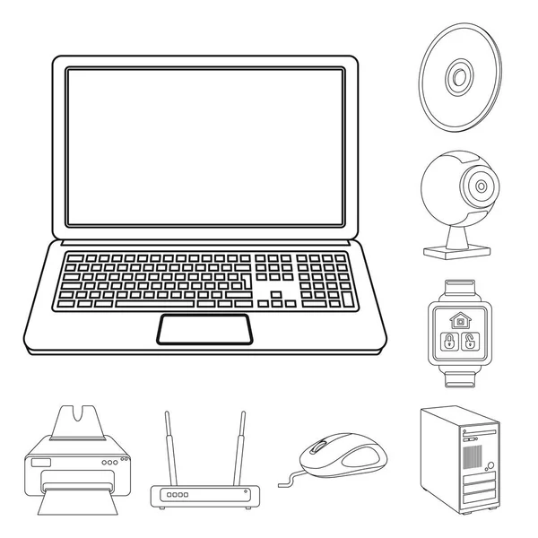 Conception vectorielle de l'ordinateur portable et logo de l'appareil. Collection d'icône vectorielle pour ordinateur portable et serveur pour stock . — Image vectorielle