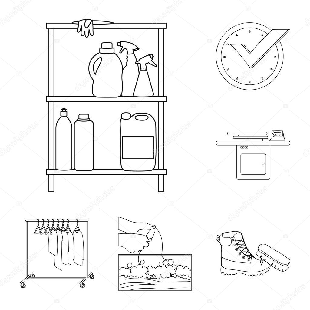 Vector illustration of laundry and clean icon. Set of laundry and clothes vector icon for stock.