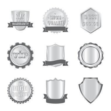 Amblem ve rozet sembol yalıtılmış nesne. Web için amblem ve etiket hisse senedi simgesi kümesi.