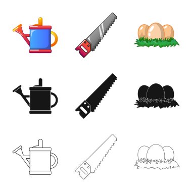 Çiftlik ve tarım logo vektör tasarımı. Çiftlik ve bitki hisse senedi vektör çizim seti.