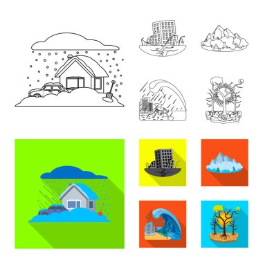 Doğal ve felaket logo vektör Illustration. Doğal topluluğu ve web için risk hisse senedi simgesi.