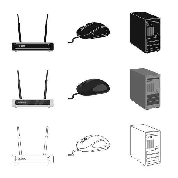Objet isolé de l'ordinateur portable et logo de l'appareil. Collection d'icône vectorielle pour ordinateur portable et serveur pour stock . — Image vectorielle