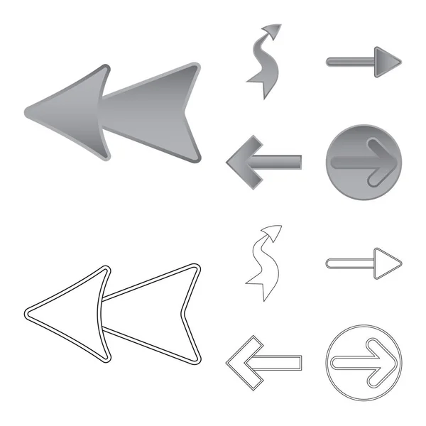 Vector ontwerp van element en pijl teken. Collectie van element en richting voorraad vectorillustratie. — Stockvector