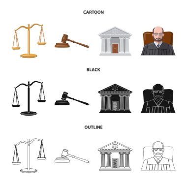 Hukuk ve avukat işareti vektör Illustration. Hukuk ve adalet vektör simgesini hissenin topluluğu.