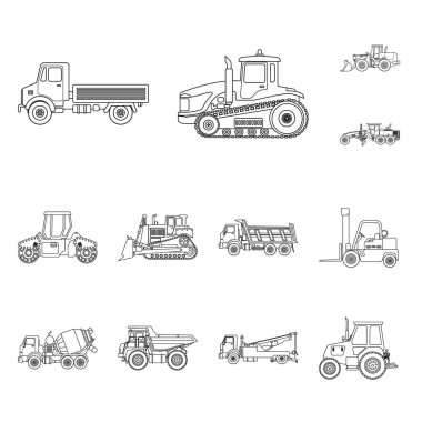 Yapı ve inşaat logo vektör tasarımı. Yapı ve makine hisse senedi vektör çizim topluluğu.