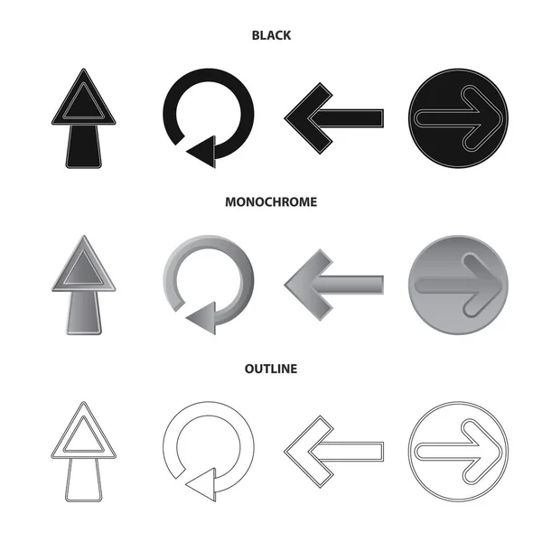 Objeto aislado de signo de elemento y flecha. Conjunto de elemento e icono de vector de dirección para stock . — Archivo Imágenes Vectoriales