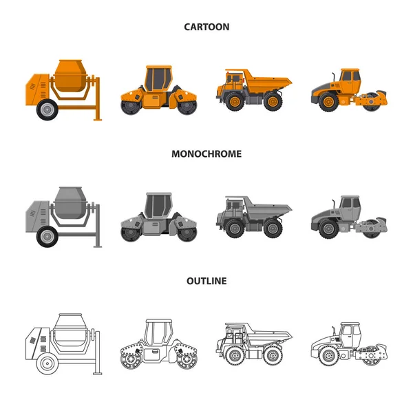 Objeto aislado de construcción y símbolo de construcción. Colección de construcción y maquinaria símbolo de stock para la web . — Vector de stock