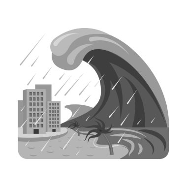 Doğal ve felaket logosu yalıtılmış nesne. Risk hisse senedi vektör çizim ve doğal kümesi.