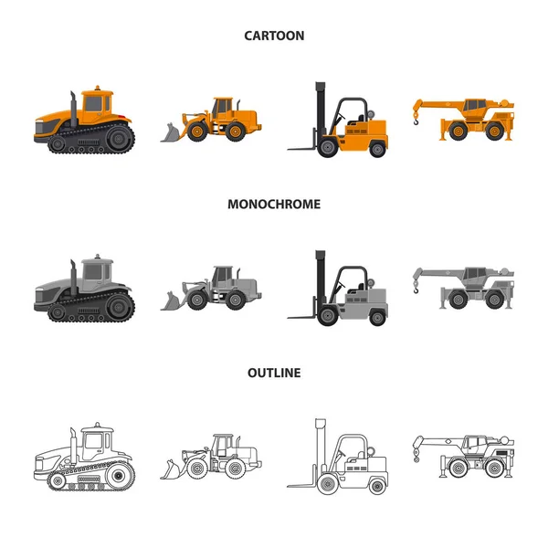 Ilustração vetorial do símbolo de construção e construção. Conjunto de construção e ícone de vetor de máquinas para estoque . — Vetor de Stock