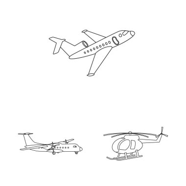 Uçak ve taşıma logo vektör tasarımı. Uçak ve gökyüzü hisse senedi vektör çizim topluluğu.