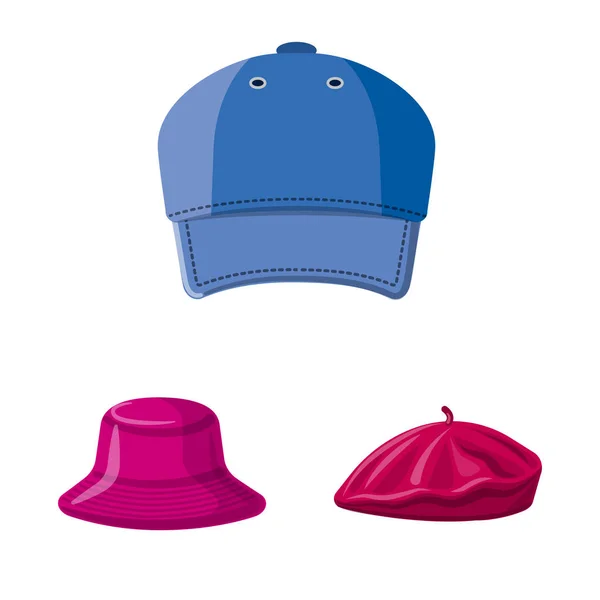 Projeto vetorial de chapelaria e símbolo de boné. Conjunto de chapéus e acessórios ilustração vetorial . — Vetor de Stock