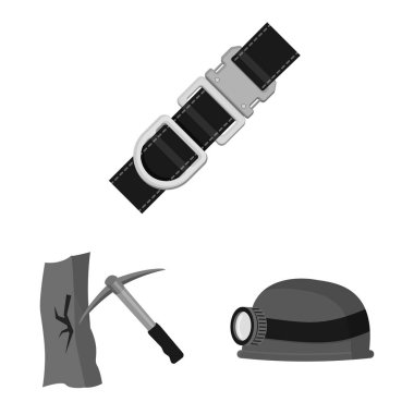 Dağcılık ve en yüksek işareti çizimi vektör. Dağcılık ve kamp set vektör simge stok için.