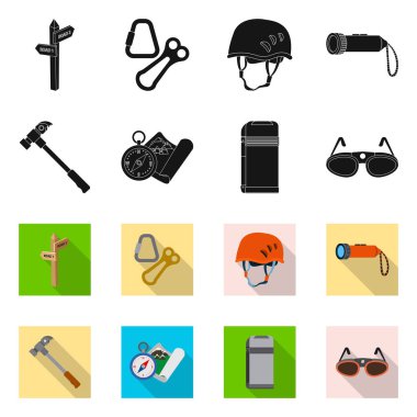 Dağcılık ve tepe sembolü yalıtılmış nesne. Dağcılık ve kamp kümesi web için hisse senedi simgesi.