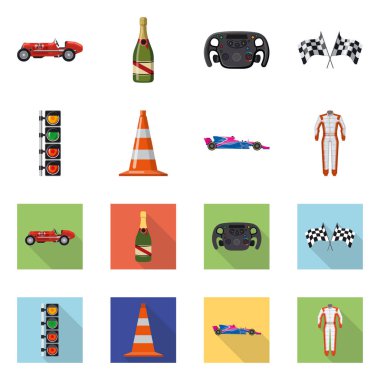 Isolated object of car and rally sign. Set of car and race stock vector illustration. clipart