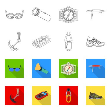 Dağcılık ve tepe simge vektör çizimi. Kamp ve dağcılık topluluğu stok vektör çizim.