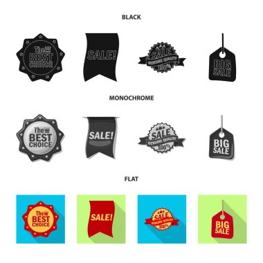 Bir amblem ve rozet işaret tasarım vektör. Hisse senedi için amblem ve etiket vektör simge kümesi.