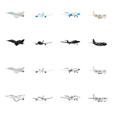 Uçak ve taşıma simge vektör Illustration. Uçak ve gökyüzü hisse senedi vektör çizim topluluğu.