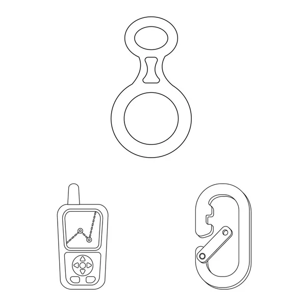 Diseño vectorial del montañismo y pico icono. Conjunto de montañismo y símbolo de stock de campamento para web . — Vector de stock