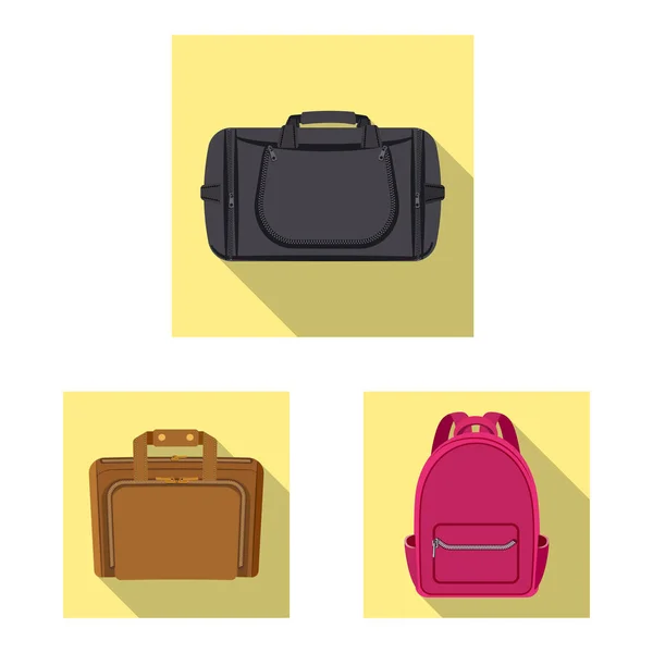 Vektor design av resväska och bagage tecken. Uppsättning av resväska och resa aktiesymbol för webben. — Stock vektor