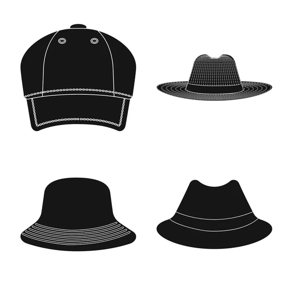 Vector illustration of headgear and cap symbol. Set of headgear and accessory stock symbol for web. — Stock Vector