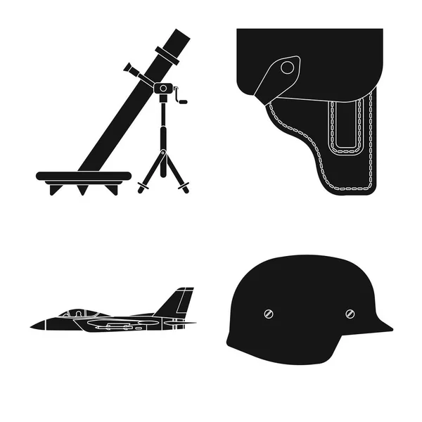 Objet isolé d'arme et symbole d'arme à feu. Collection d'armes et symbole de stock de l'armée pour le web . — Image vectorielle
